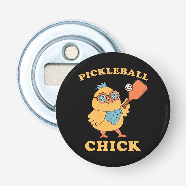 Pickleball Chick - retro Bottle Opener (Front)