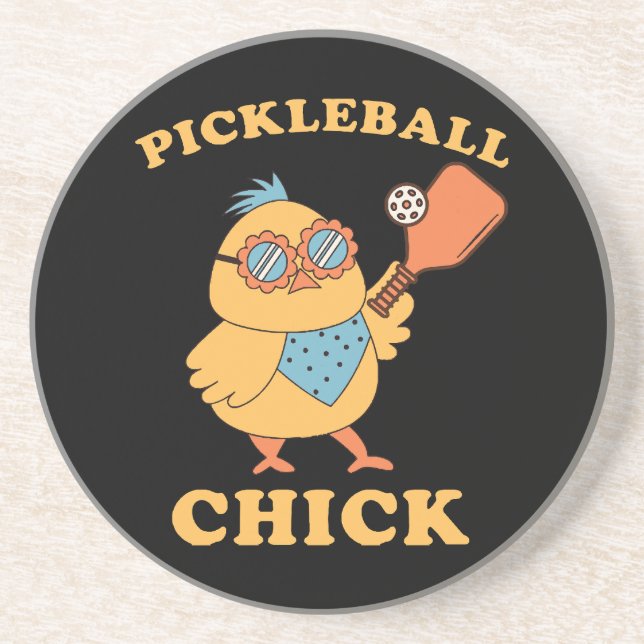 Pickleball Chick - retro Coaster (Front)