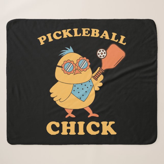 Pickleball Chick - retro Sherpa Blanket (Front (Horizontal))