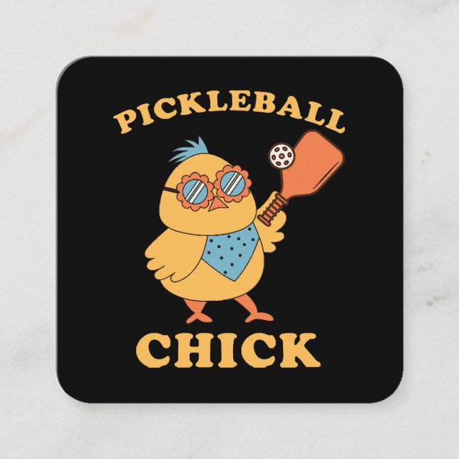 Pickleball Chick - retro Square Business Card (Front)