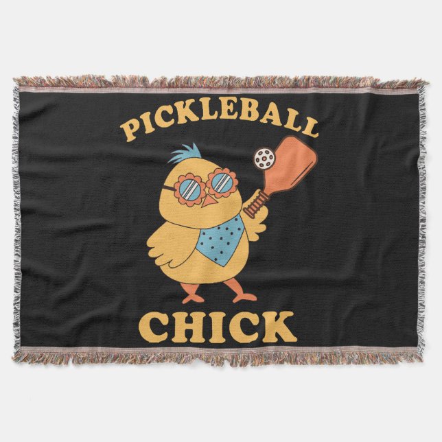 Pickleball Chick - retro Throw Blanket (Front)