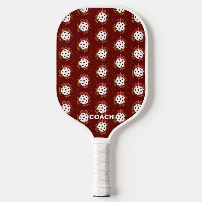 Pickleball Christmas Bauble Vintage Pattern Pickleball Paddle (Front)
