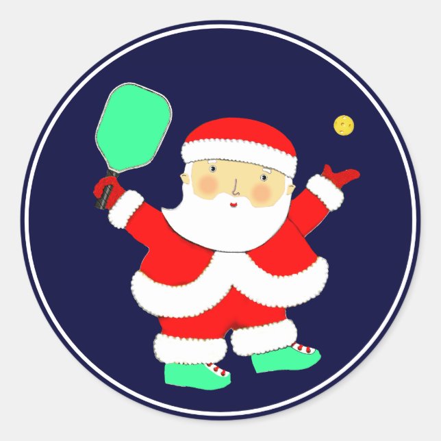 Pickleball Christmas Classic Round Sticker (Front)