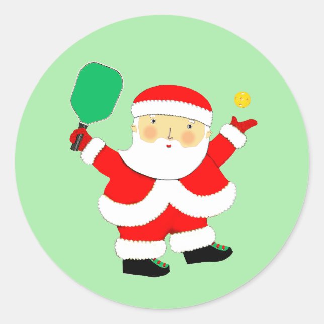 Pickleball Christmas Classic Round Sticker (Front)
