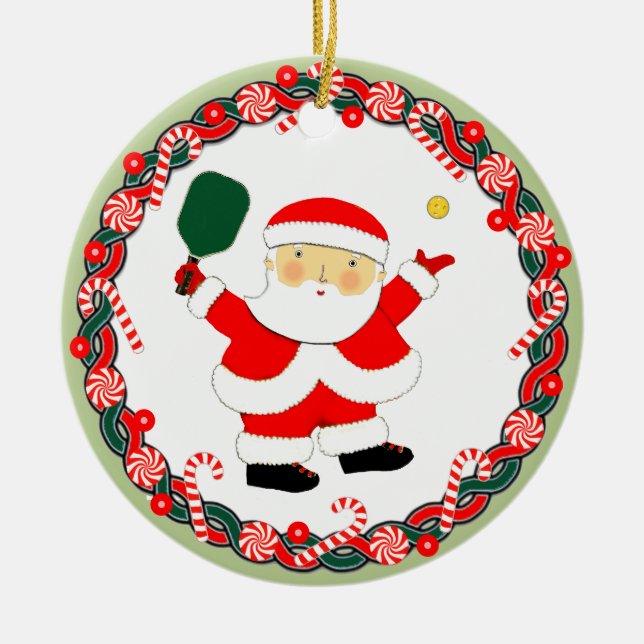 Pickleball Christmas Collectable Ceramic Ornament (Front)