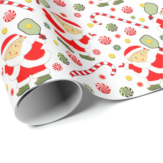 Pickleball Christmas Gift Wrapping Paper (Roll Corner)