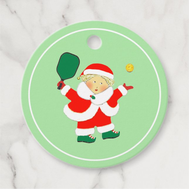 Pickleball Christmas Holiday Favour Tags (Front)
