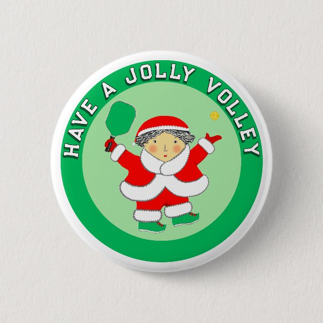 Pickleball Christmas Holiday Gift Button (Front)