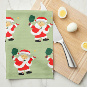 Pickleball Christmas Holiday Gift Tea Towel
