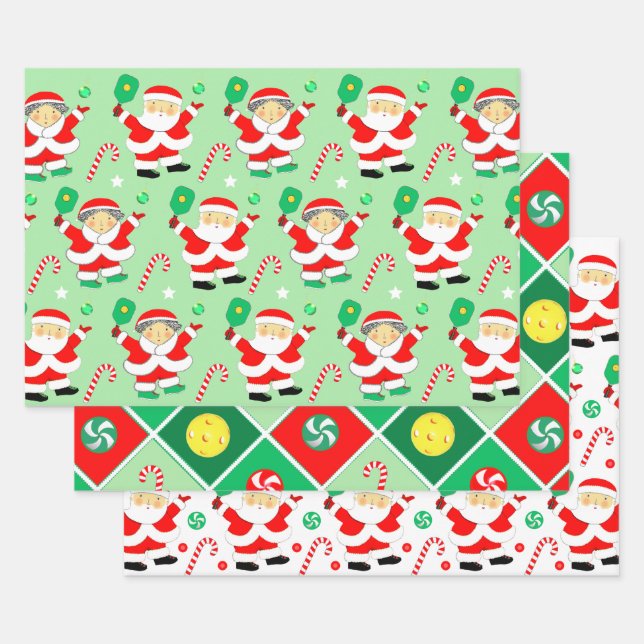 Pickleball Christmas Holiday Gift Wrapping Paper (Set)