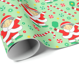 Pickleball Christmas Holiday Gift Wrapping Paper