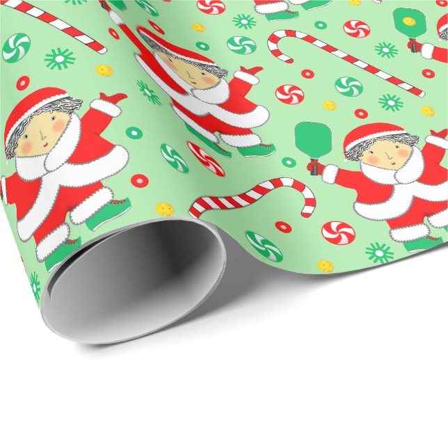 Pickleball Christmas Holiday Gift Wrapping Paper (Roll Corner)