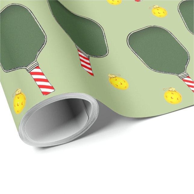 Pickleball Christmas Holiday Gift Wrapping Paper (Roll Corner)