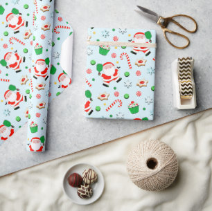 Pickleball Christmas Holiday Gift Wrapping Paper