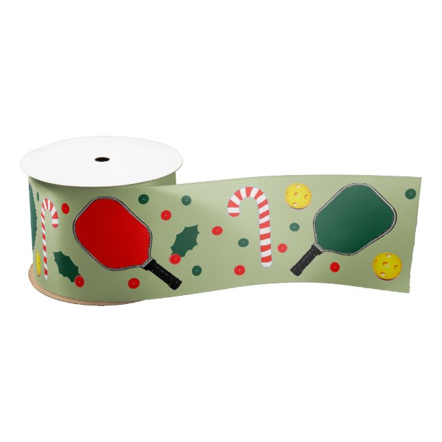 Pickleball Christmas Holiday Gifts Satin Ribbon (Spool)