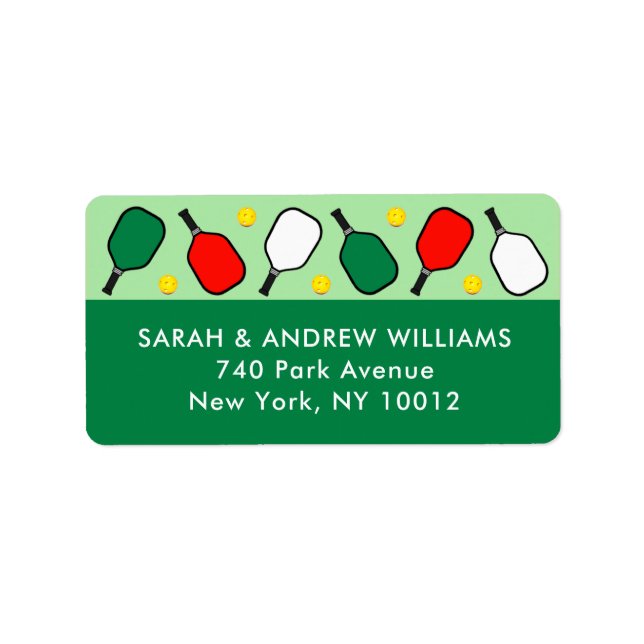 Pickleball Christmas Holiday Label (Front)