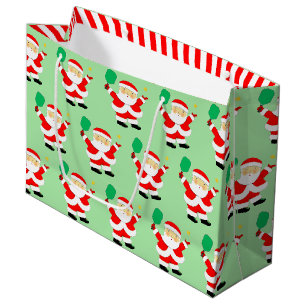 Pickleball Christmas Holiday Large Gift Bag