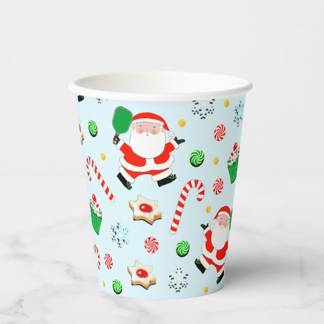Pickleball Christmas Holiday Paper Cups (Front)