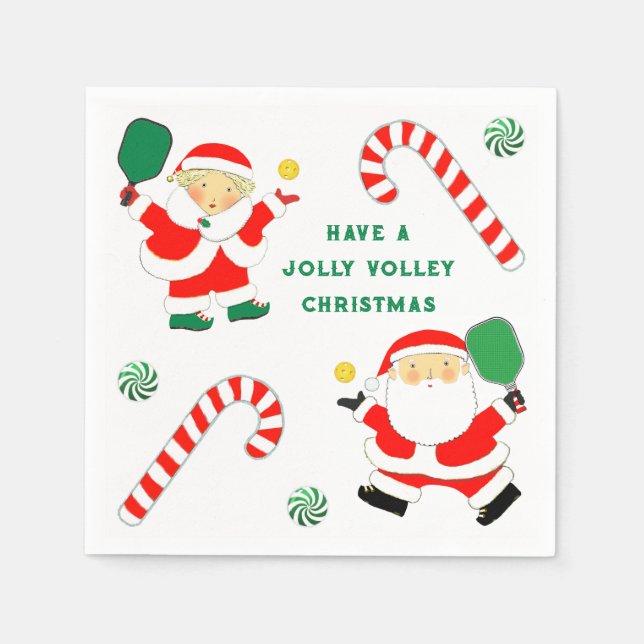 Pickleball Christmas Holiday Party Napkin (Front)