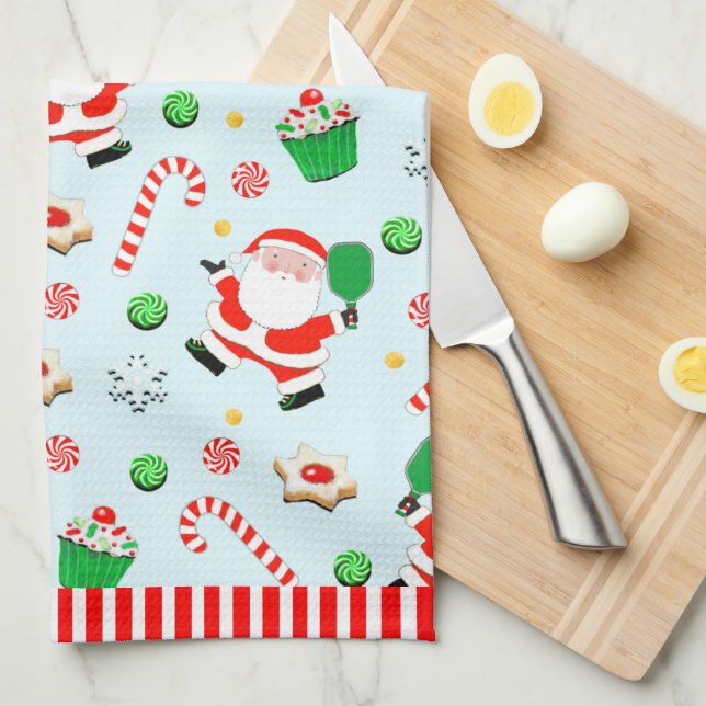 Pickleball Christmas Holiday Tea Towel (Quarter Fold)