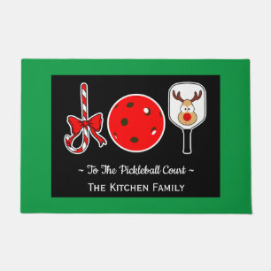 Pickleball Christmas Joy Candy Cane Paddle Ball Doormat