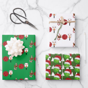 Pickleball Christmas Joy, Candy Cane, Reindeer Wrapping Paper Sheet