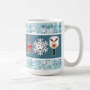 Pickleball Christmas Joy Santa Ho Ho Ho Snowballs Coffee Mug