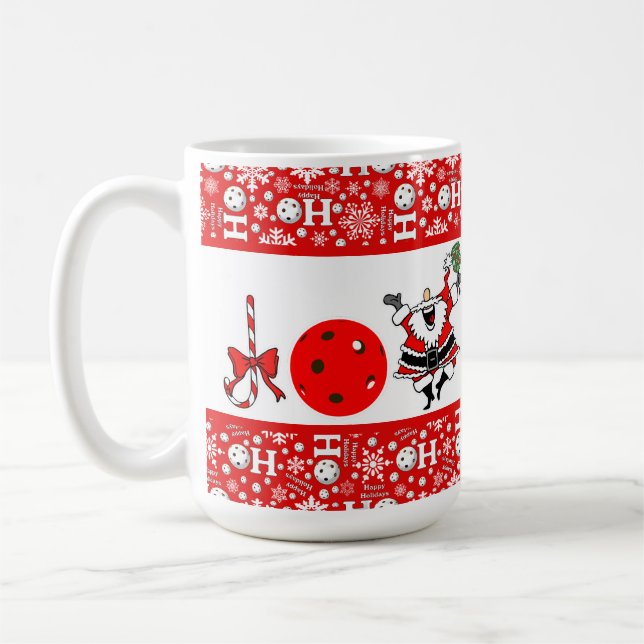 Pickleball Christmas Joy Santa Ho Ho Ho Snowballs Coffee Mug (Left)
