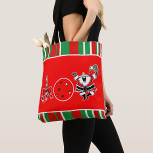 Pickleball Christmas Joy Santa Red and Green Tote Bag