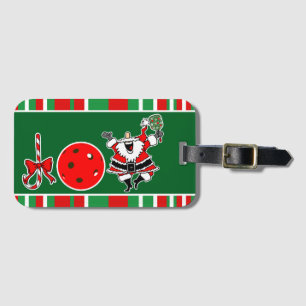 Pickleball Christmas Joy Snowflake Red and Green  Luggage Tag