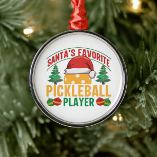 Pickleball Christmas Metal Ornament
