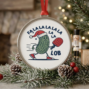 Pickleball Christmas Metal Ornament