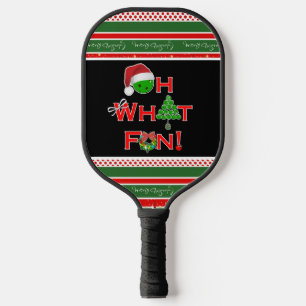 Pickleball Christmas Oh What Fun Red Green White Pickleball Paddle