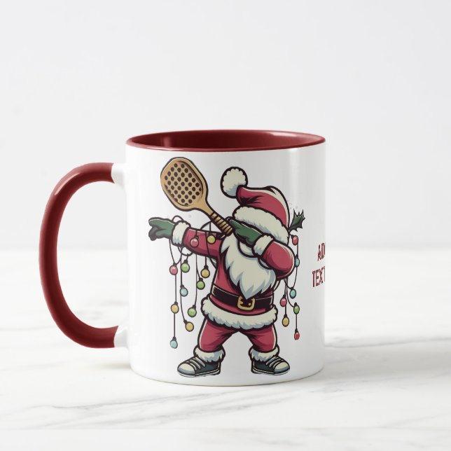 Pickleball Christmas Paddleball Dabbing Santa Mug (Left)