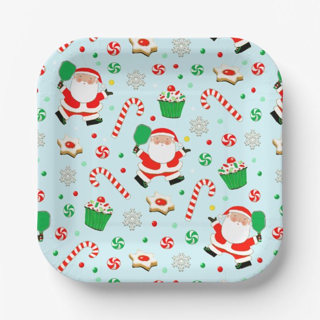 Pickleball Christmas Paper Plate (Front)