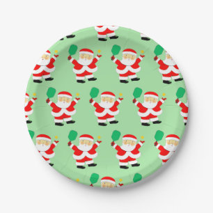 Pickleball Christmas Paper Plate