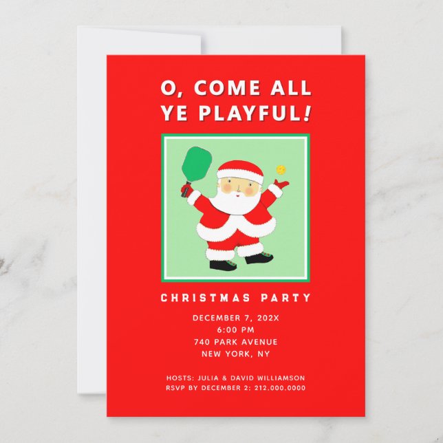 Pickleball Christmas Party Invitations (Front)