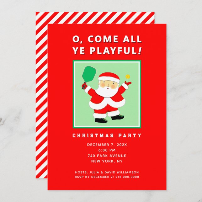 Pickleball Christmas Party Invitations (Front/Back)