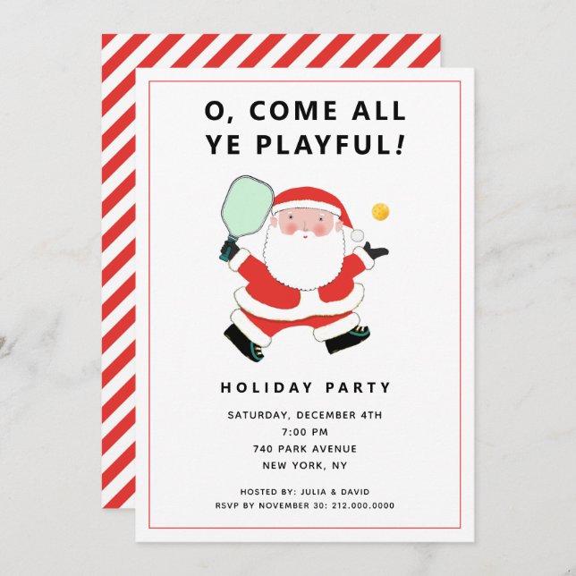 Pickleball Christmas Party Invitations (Front/Back)