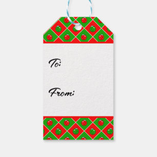 Pickleball Christmas Red and Green Ornament Checks Gift Tags