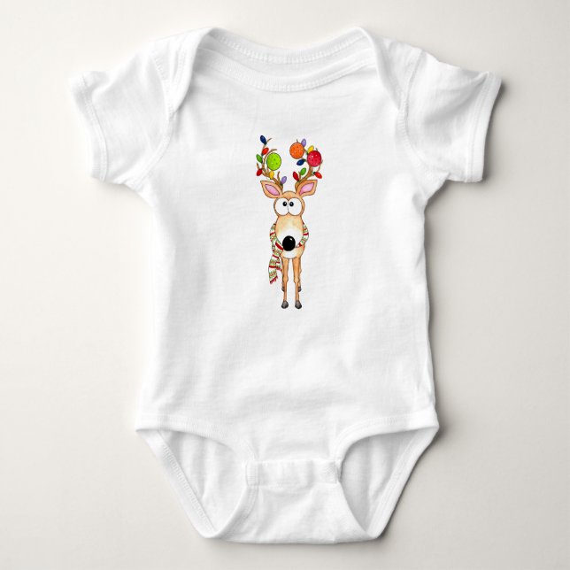 Pickleball Christmas Reindeer Baby Bodysuit (Front)