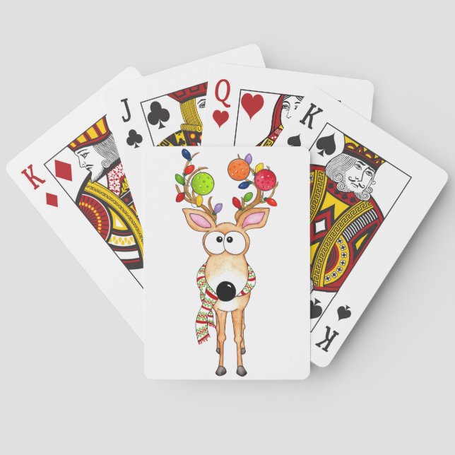 Pickleball Christmas Reindeer Playing Cards (Back)