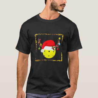 Pickleball Christmas Reindeer Santa Hat Sports Lov T-Shirt