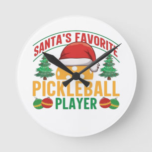 Pickleball Christmas  Round Clock