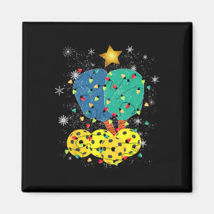 Pickleball Christmas Santa Pickleball X Mas Lights Magnet