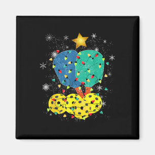 Pickleball Christmas Santa Pickleball X Mas Lights Magnet