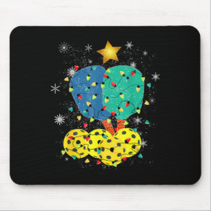Pickleball Christmas Santa Pickleball X Mas Lights Mouse Pad