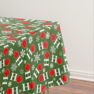 Pickleball Christmas Snowflakes Red Green Ho Ho Ho Tablecloth