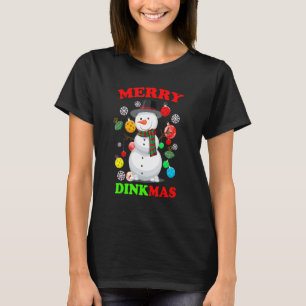 Pickleball Christmas Snowman Tree Lights Pickleba T-Shirt