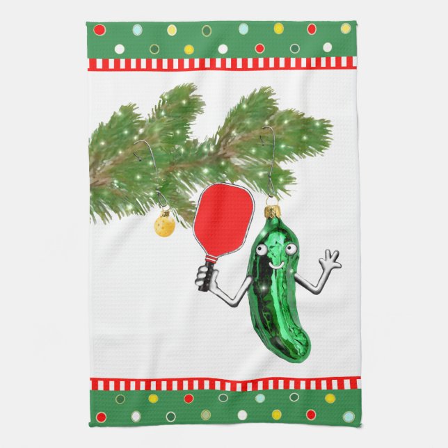 Pickleball Christmas Tea Towel (Vertical)